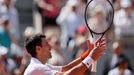 Tennis - French Open - Roland Garros, Paris, France - June 1, 2019. Serbia's Novak Djokovic reacts after winning his third round match against Italy's Salvatore Caruso. R