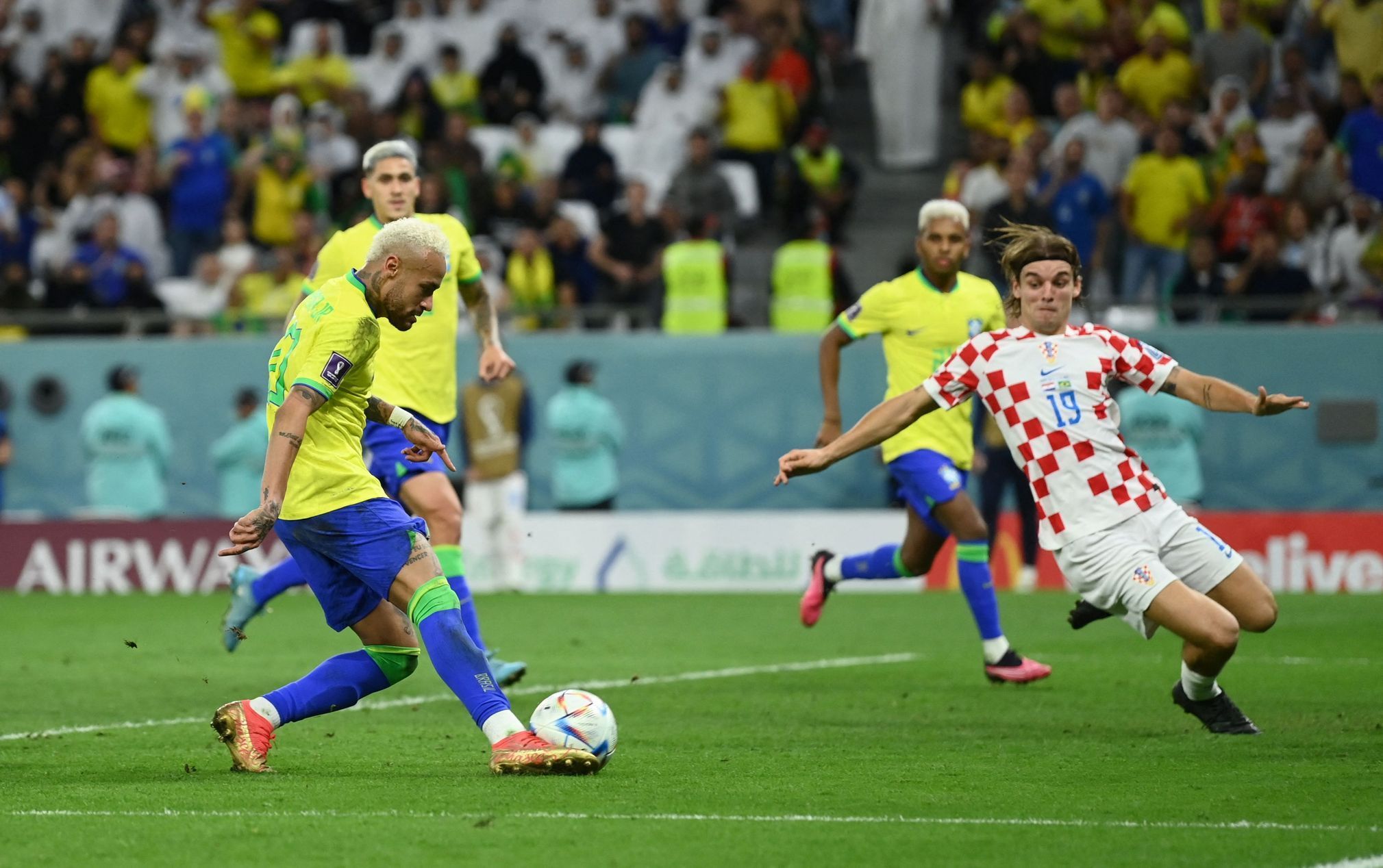 Neymar dává gól ve čtvrtfinále MS 2022 Chorvatsko - Brazílie