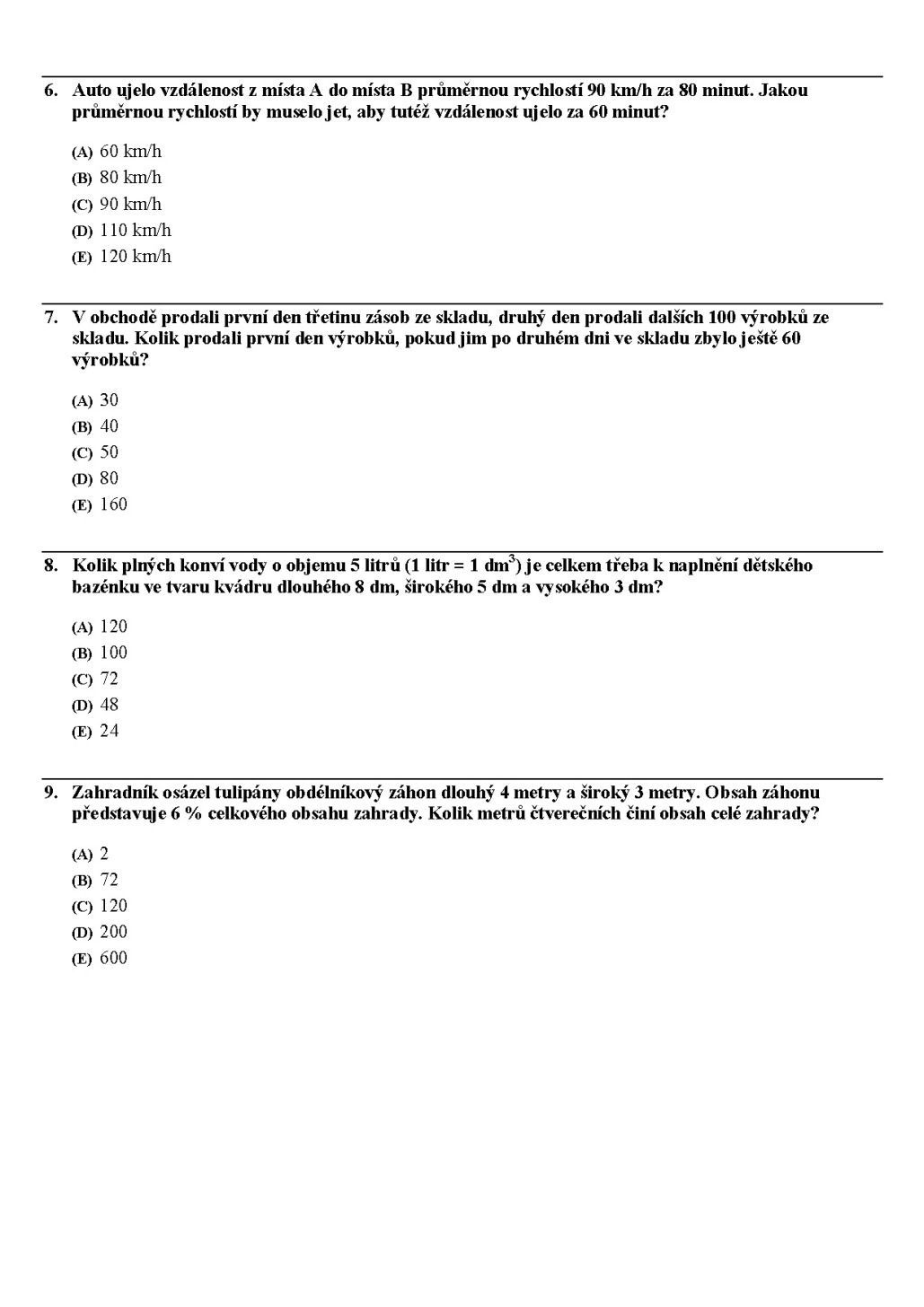 Pilotní zadání testu z matematiky pro celoplošné testování žáků 9. tříd - 4