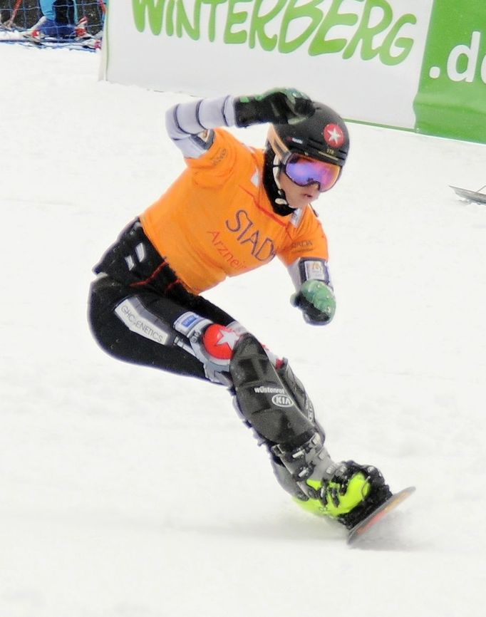 Ester Ledecká, vítězka SP ve snowboardingu 2015-16