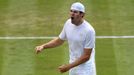 Tennis - Wimbledon - All England Lawn Tennis and Croquet Club, London, Britain - July 3, 2019  Reilly Opelka of the U.S. celebrates winning his second round match against