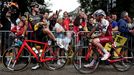 Tour de France 2017, 9. etapa: Sylvain Chavanel a Robert Kiserlovski před startem