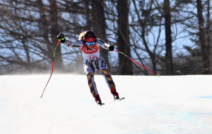 Poslední metry zlaté jízdy Ester Ledecké v super-G na ZOH 2018