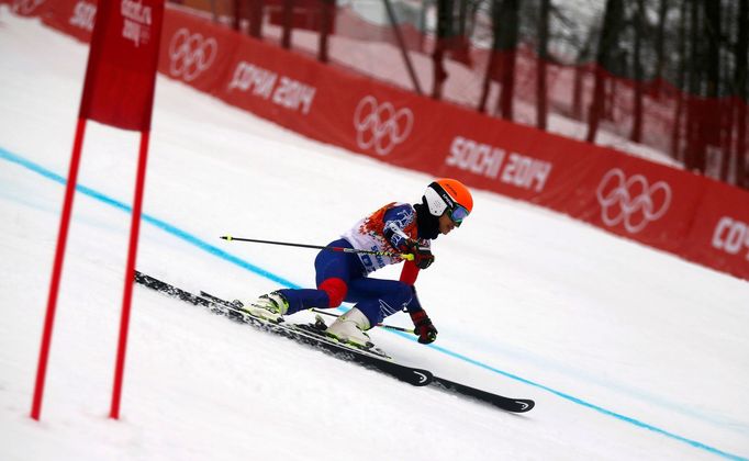 Vanessa Mae v obřím slalomu na olympiádě v Soči