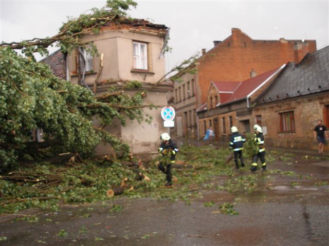 Bouřka lámala stromy a trhala střechy