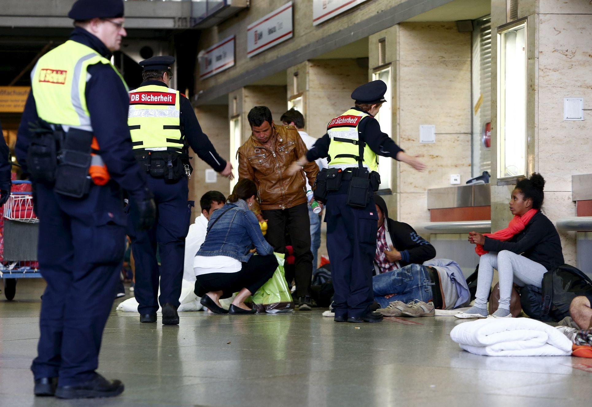 Uprchlíci na hlavním nádraží v Mnichově.