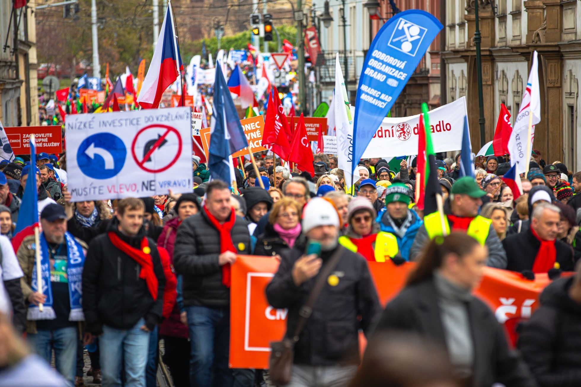 Stávka odborů, protest, demonstrace, pochod