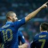 France's Benzema celebrates after scoring against Finland during the 2014 World Cup qualifying soccer match at the Stade de France stadium in Saint-Denis