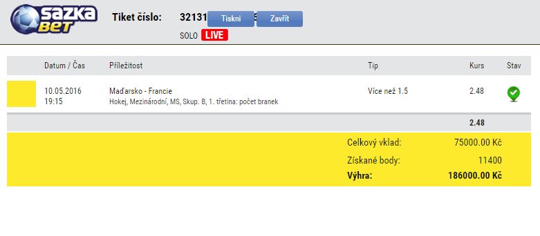 Sazka tiket