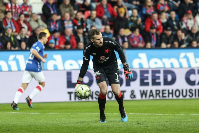 Ondřej Kolář v zápase první ligy Plzeň - Slavia.