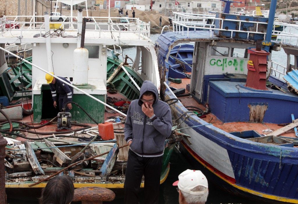 Vraky migrantských lodí na Lampeduse