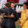 Matthew McConaughey, best male lead winner for his role in &quot;Dallas Buyers Club&quot;(2nd L) hugs presenter Jeremy Renner (L) as presenter Paula Patton looks on as he accepts his award at the 2014