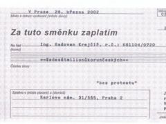 Údajná směnka mezi Radovanem Krejčířem a Jakubem Konečným, kterou zveřejnil Radovan Krejčíř