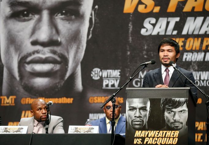 Floyd Mayweather vs. Manny Pacquiao na úvodní tiskové konferenci