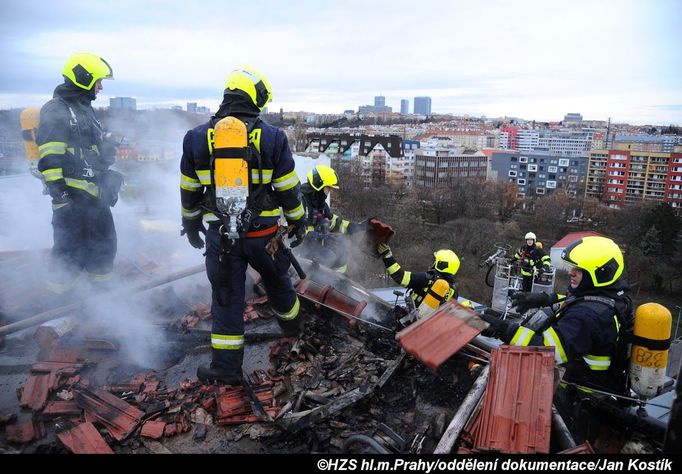 25. prosince 2018 v 07:38 hodin zasahovaly tři jednotky pražských hasičů v ulici Přípotoční v Praze 10 u požáru střechy nad bytem obytného domu.