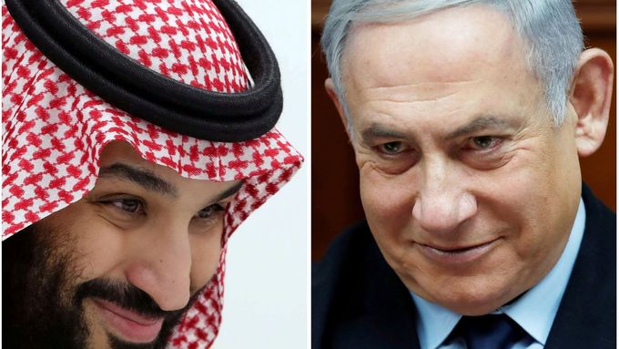 Saúdský korunní princ Muhammad bin Salmán a izraelský premiér Benjamin Netanjahu.