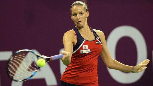 Karolína Plíšková v semifinále turnaje v Dauhá 2017.
