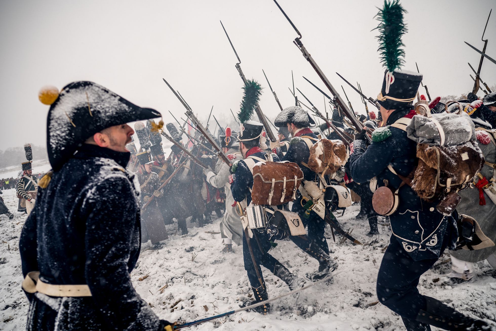 Napoleon, Slavkov, bitva rekonstrukce, 2023, voják, vojáci, Magazín