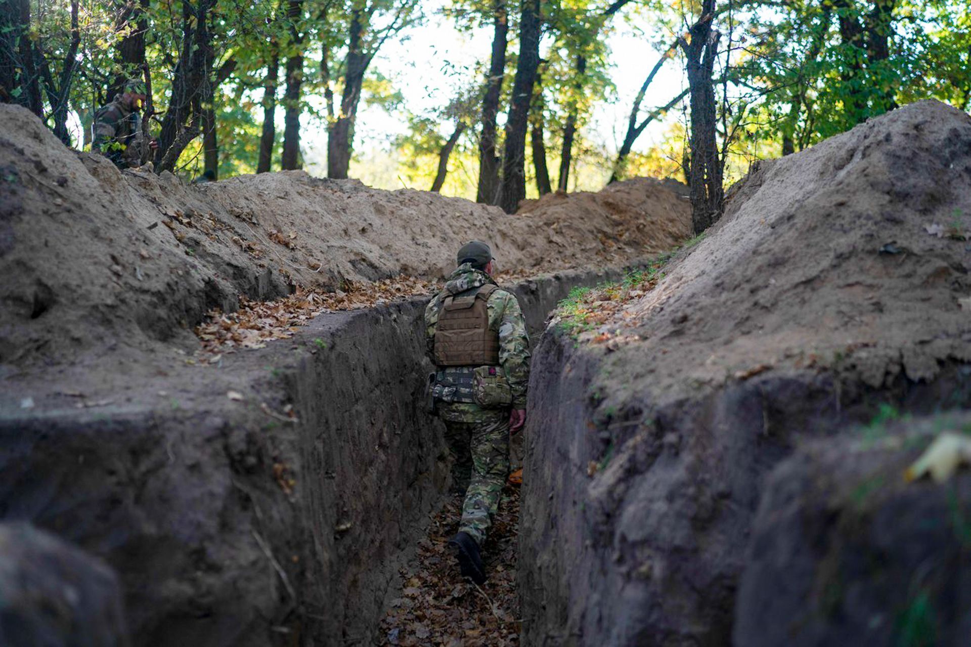 Ukrajina, Chersonská oblast, voják, zákopy, Cherson, Ruský útok na Ukrajinu 2022, Boje na Ukrajině 2022, protiofenzíva