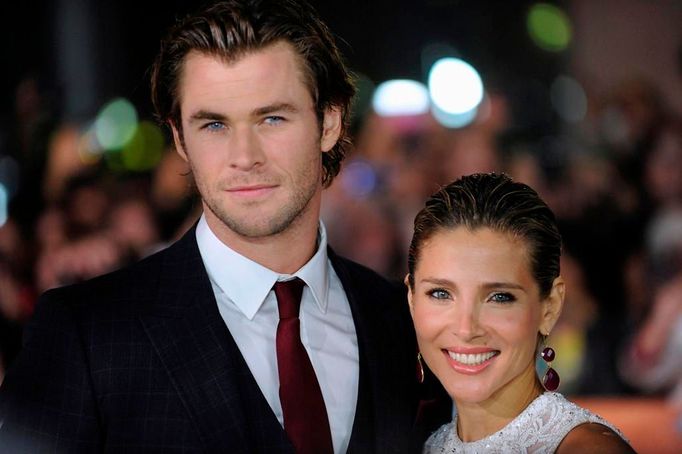 Chris Hemsworth arrives on the red carpet with his wife Elsa Pataky before a screening of the film "Rush