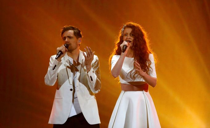 Singers Morland and Debrah Scarlett representing Norway perform the song &quot;A Monster Like Me&quot; during the second semifinal of the upcoming 60th annual Eurovision