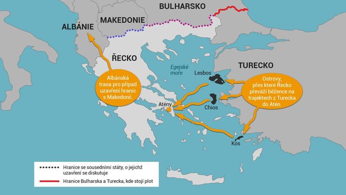 Plán B v mapě. Jak vypadá a jaká část hranic na Balkáně by se pro běžence uzavřela.