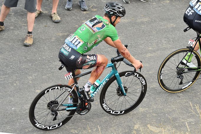 Potlučený Peter Sagan v 17. etapě Tour de France 2018