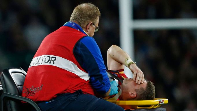 Scott Williams of Wales is stretchered off injured Action Images via Reuters / Andrew Couldridge Livepic