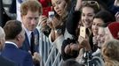 Britain's Prince Harry and New Zealand's Prime Minister John Key meet members of the public during his visit to the National War memorial in Wellington