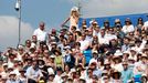 Fans watch the match between Britain's Andy Murray and Czech Republic's Radek Stepanek at the Queen's Club Championships in west London June 12, 2014. REUTERS/Suzanne Plu