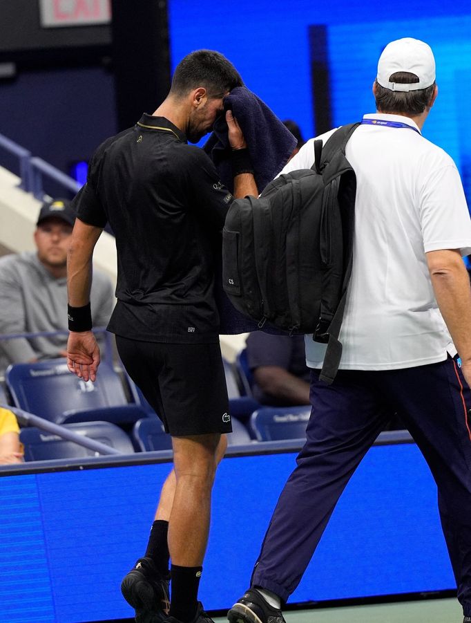 Novak Djokovič v utkání 3. kola US Open 2025