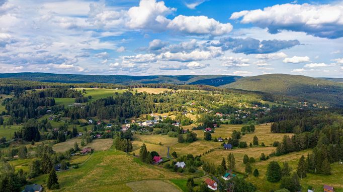 Rudné (letecký snímek), Krušné hory.