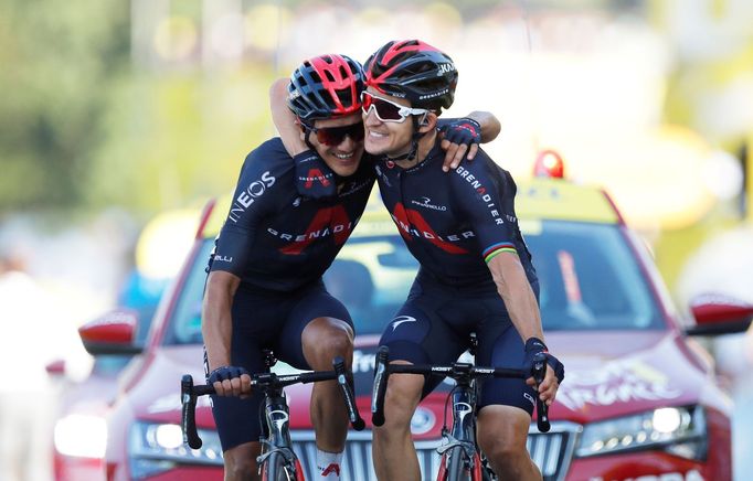 Cycling - Tour de France - Stage 18 - Meribel to La Roche-sur-Foron - France - September 17, 2020. Team INEOS Grenadiers riders Michal Kwiatkowski of Poland and Richard C