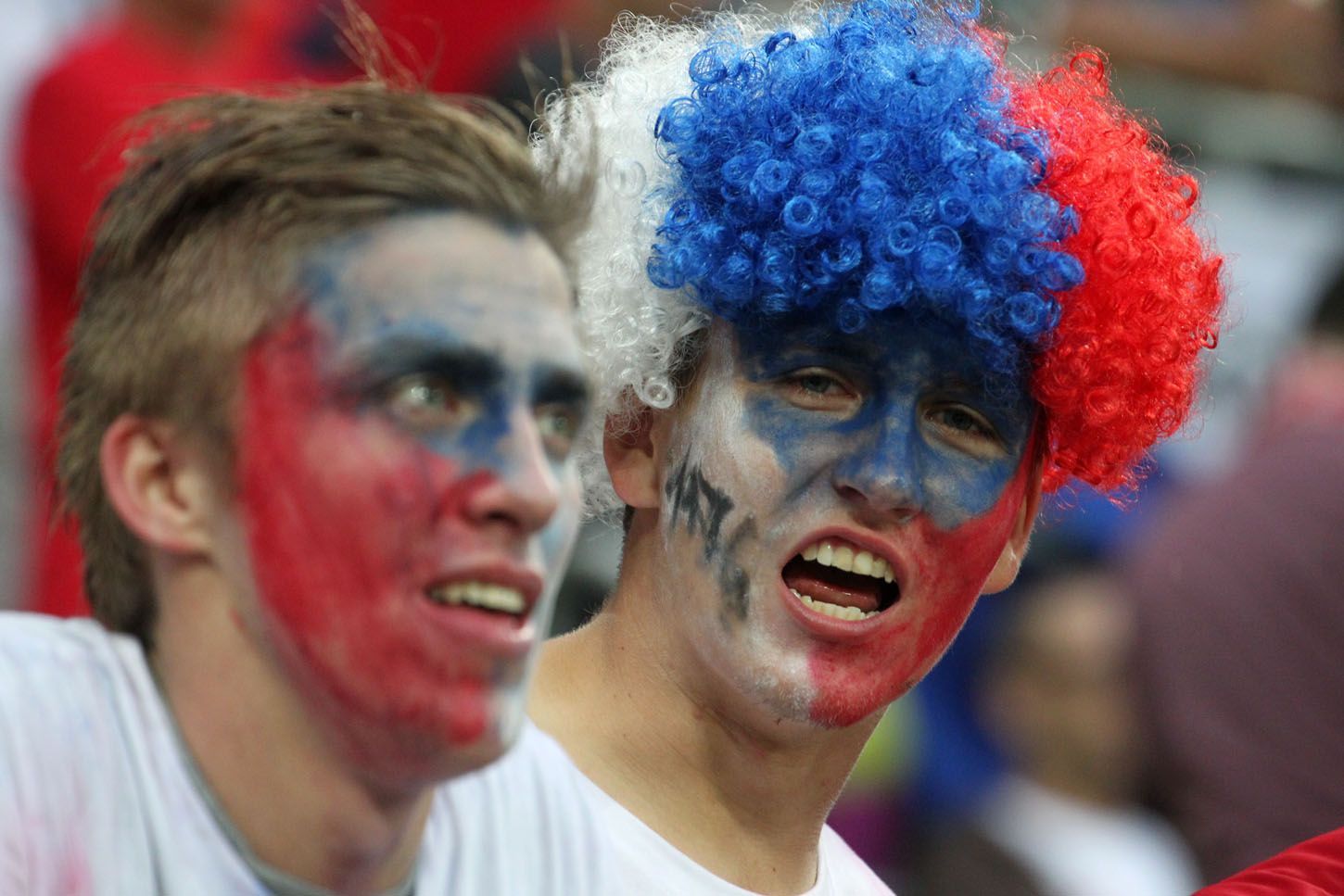 Čeští fanoušci v utkání Ruska s Českou republikou na Euru 2012