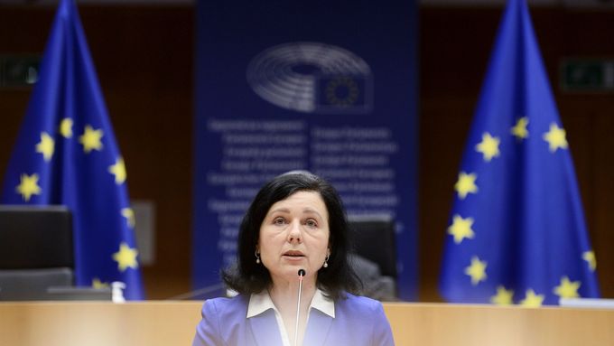 Místopředsedkyně Evropské komise Věra Jourová v Evropském parlamentu.