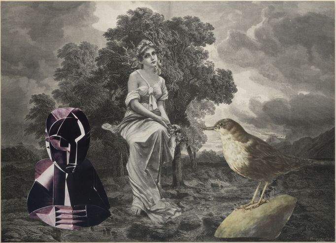 Jiří Kolář: Stadelmann, 1957, koláž.