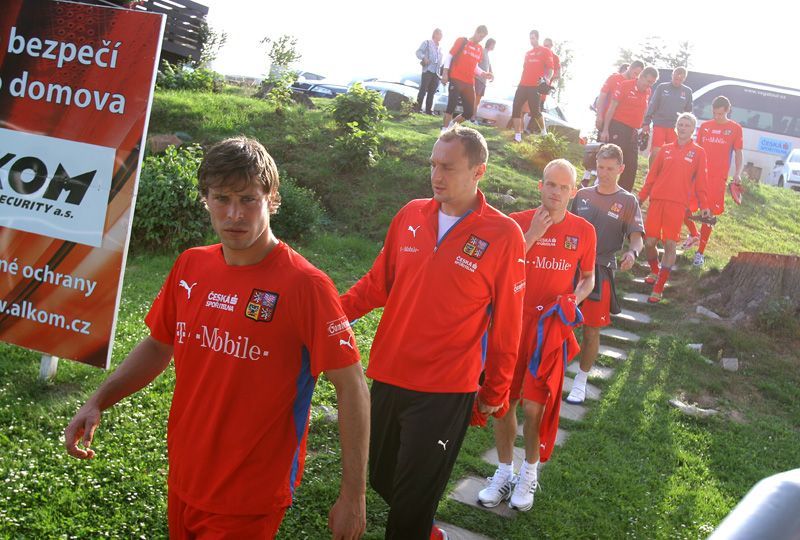 Trénink fotbalové reprezentace v Kunicích