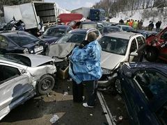 "Fotografie roku" z hromadné autonehody na dálnici D1.