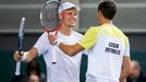 Tomáš Berdych a Lukáš Rosol v nejdelším zápase Davis Cupu (soupeři byli v roce 2013 Švýcaři Chiudinelli s Wawrinkou)