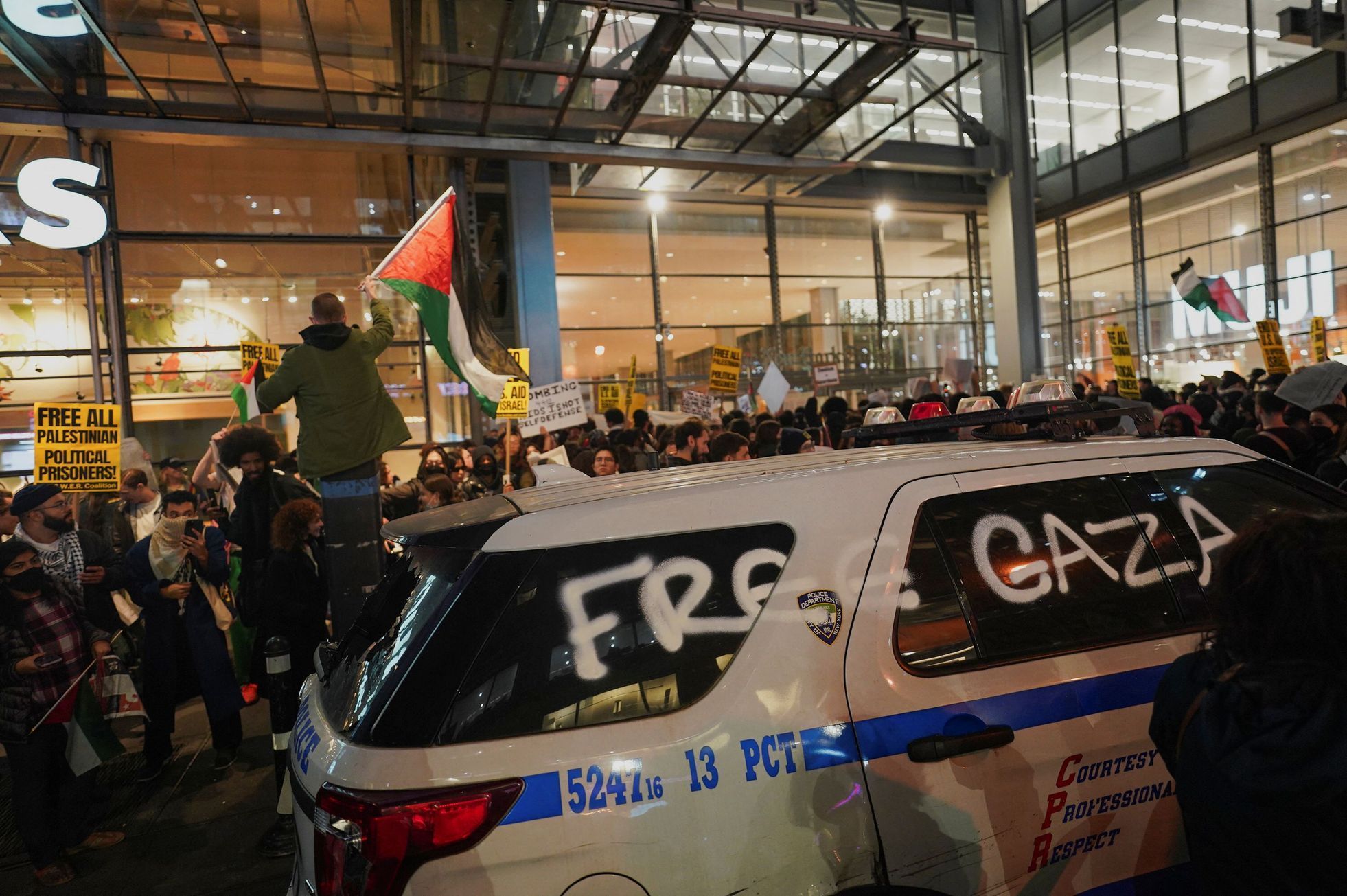 Demonstrace na podporu Palestinců v New Yorku.