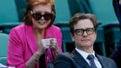 Wimbledon 2014, semifinále: zpěvačka Cilla Blacková a herec Colin Firth