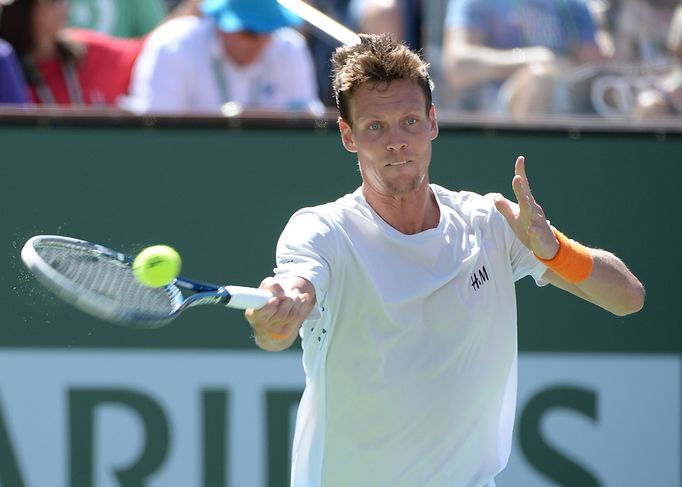 Tomáš Berdych v zápase proti Federerovi.