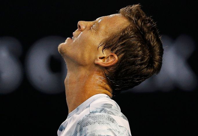 Australian Open 2015: Tomáš Berdych při semifinále s Andy Murraym