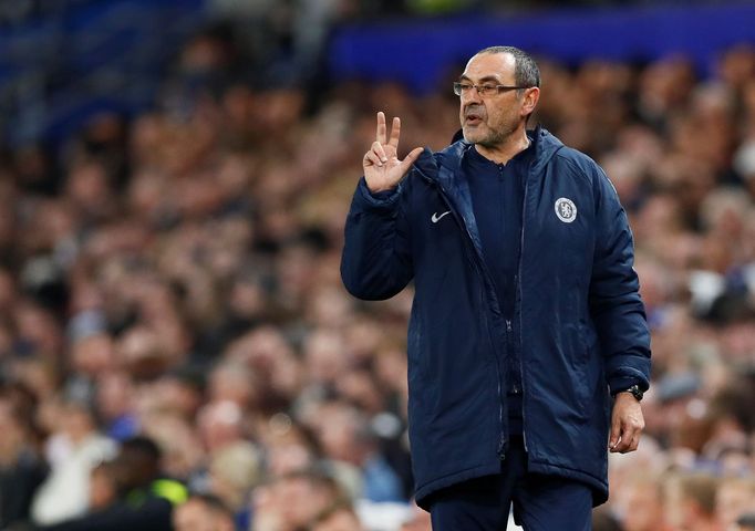 fotbal, odveta čtvrtfinále Evropské ligy, Chelsea - Slavia, trenér Maurizio Sarri