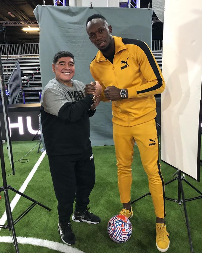 Diego Maradona a Usain Bolt