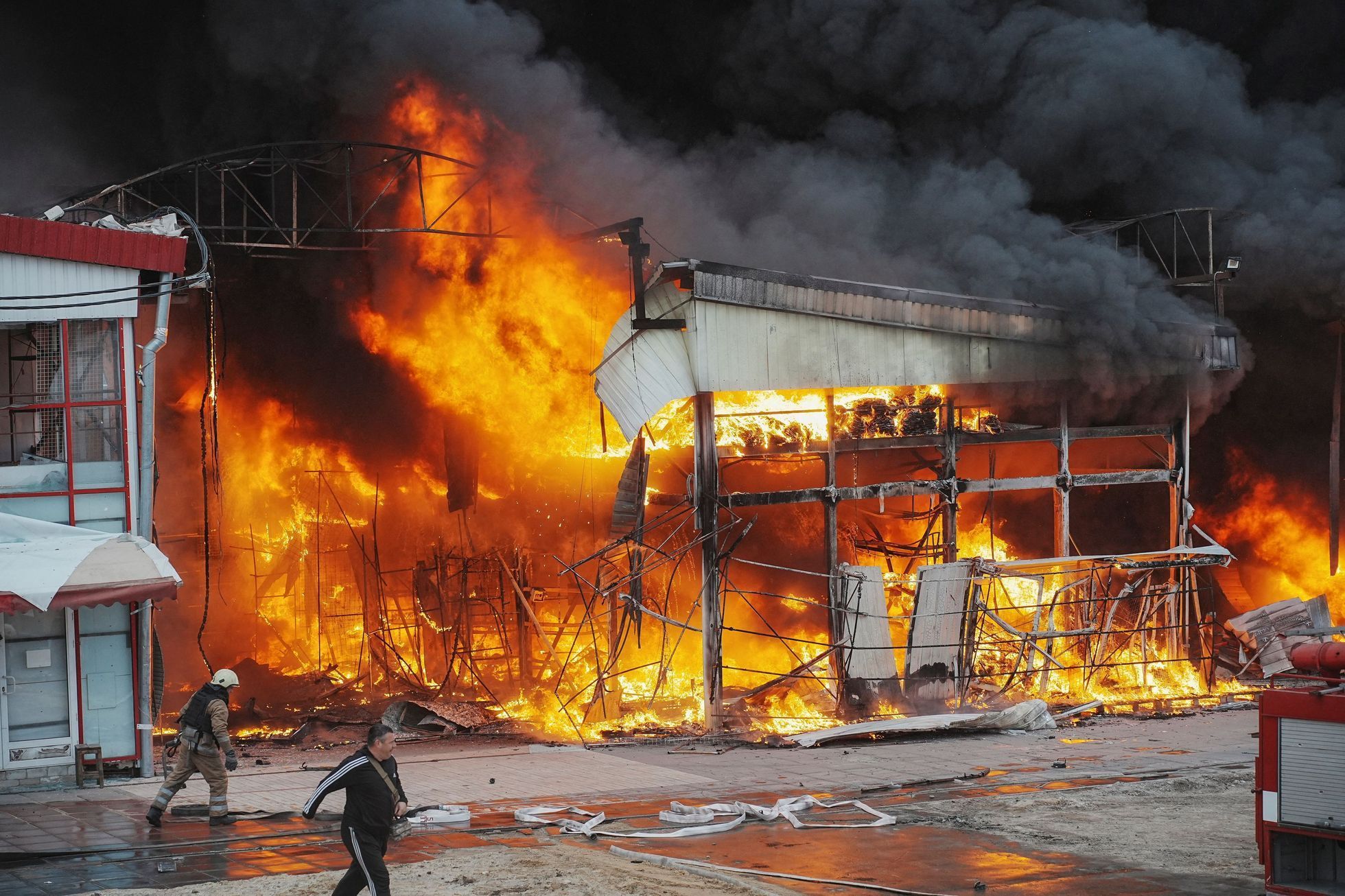 Aftermath of a Russian drone strike in Kharkiv