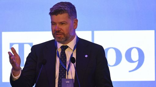 Novým prvním místopředsedou TOP 09 se na dnešním sněmu nejmenší sněmovní strany v Praze stal exministr spravedlnosti Jiří Pospíšil; 8. listopadu 2025, Praha.