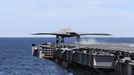 An Unmanned X-47B launches from the USS George H. W. Bush An X-47B Unmanned Combat Air System (UCAS) demonstrator launches Tuesday, May 14, 2013 from the aircraft carrier USS George H.W. Bush (CVN 77). George H.W. Bush is the first aircraft carrier to successfully catapult launch an unmanned aircraft from its flight deck.