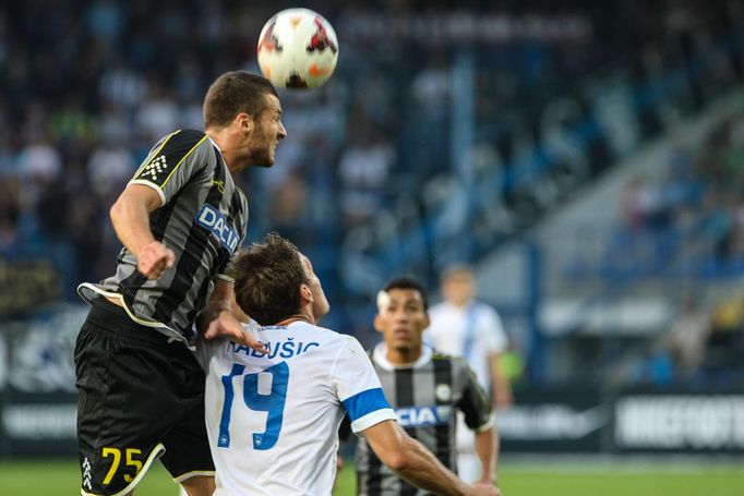 Fotbal, EL, Liberec - Udine: Michael Rabušic (19) - Thomas Heurtaux (25)