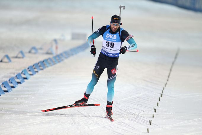 Martin Fourcade ve sprintu SP v Novém Městě na Moravě 2018.